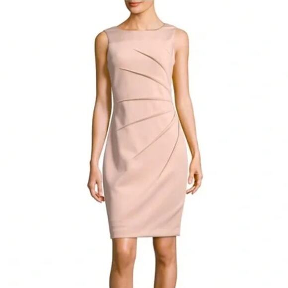 Calvin Klein Pink Starburst Sheath Sleeveless Dress Rear Zip Size 6 - Picture 1 of 9